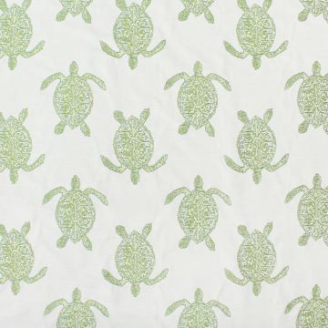 Turtle Tango Embroidery on Green 294 GSM  Fabric
