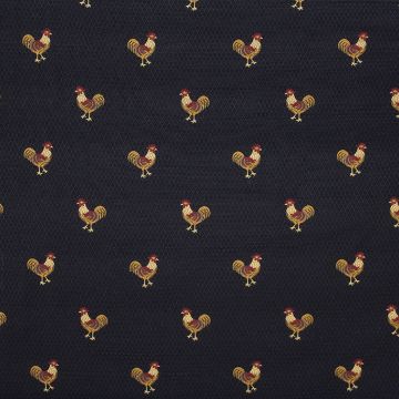 Embroidered Rooster on chicken wire black back ground   Fabric